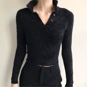 Zara cropped fuzzy knit sweater